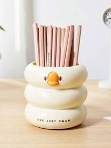 卡通创意化妆刷笔筒圆形多功能文具收纳盒可爱学生创意桌面办公收纳盒 - 彩色 - 查看 2