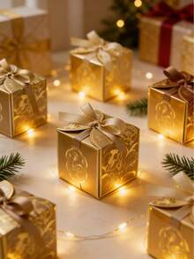 10 piezas/Paquete Caja de regalo para fiesta, Caja de regalo de boda, Caja de regalo de alta gama para dulces, galletas, adecuada para varios festivales - Multicolor - Ver 2