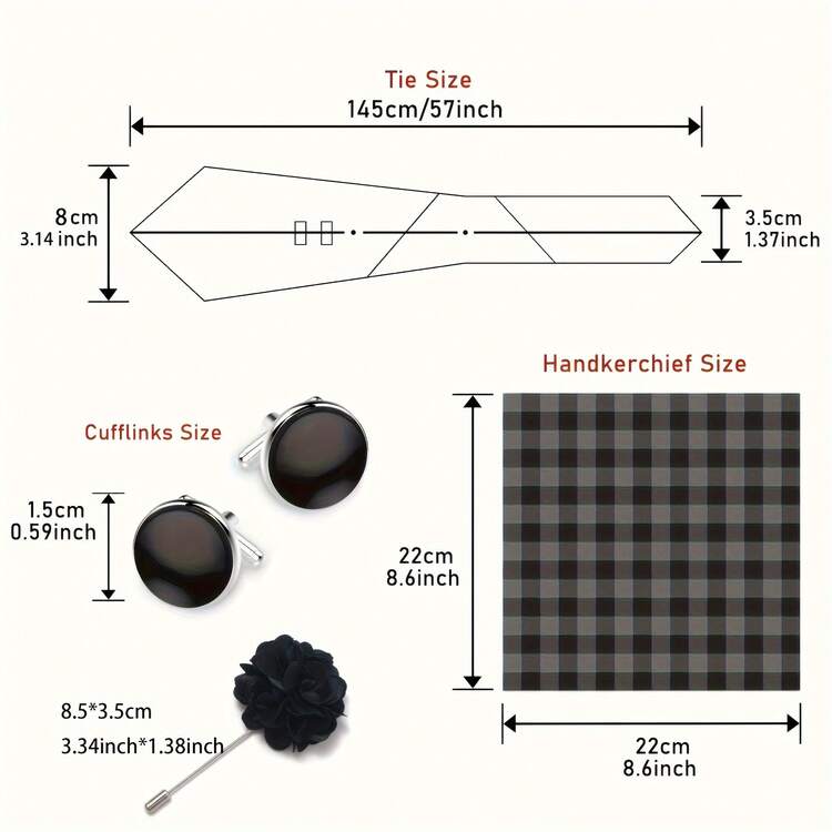 4pcs Set - Men's Tie, Pocket Square, Essential Accessories For Business Formal Attire And Formal Occasions - Color Mixing - View 10