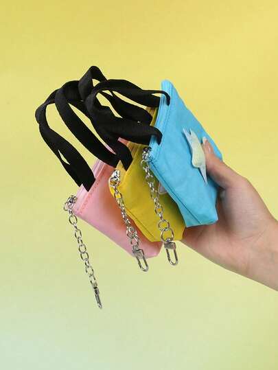 Fashionable Star Mini Handbag, Girls' Zipper Coin Purse, Small Portable Makeup Bag For Lipstick, Earphones