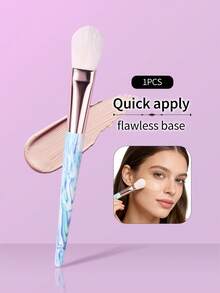 1支梵高绘画图案软毛粉底刷，无缝散粉粉底刷，面膜刷，不吸油化妆刷，新手化妆工具 - 彩色 - 查看 4