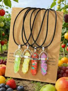 4pcs Stone Decor Necklace - Multicolor - View 5
