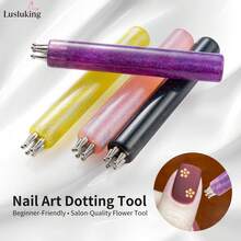 Lusluking 5合1花卉图案美甲点彩笔，专业美甲装饰笔，闪亮手柄，适合初学者和美甲师轻松DIY美甲设计 - 彩色 - 查看 7