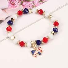 1 Piece Artistic Personalized Red White Blue American Emblem Beaded Bracelet, Color Mix Design Unisex Wristband, Fashion All-Match Jewelry For Men And Women - Pha lê Hoa Kỳ - Xem 6
