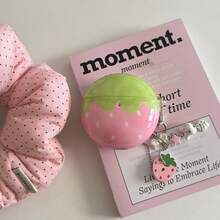 极简粉色草莓耳机盒，带草莓吊坠，兼容华为Freebuds 7i、新款Freebuds Clip 2、Freebuds SE3、Freebuds 5i、Pro 3，可爱韩版耳机盒 - 粉色 - 查看 3