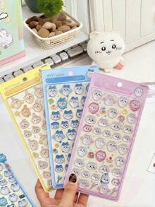 1pc Cute Cartoon 3D Sticker, Adorable DIY Phone Decor Sticker, Gift For Girls, Handmade Toy, Random Assorted Styles And Colors - Multicolor - View 2