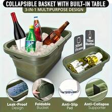 1 pieza Cesta de picnic para exteriores, caja de almacenamiento plegable multifuncional: diseño portátil de gran capacidad + tapa a prueba de polvo, organizador de aperitivos/frutas, cesta de utilidad portátil para el hogar y exteriores, cubo de pesca plegable gris, cubo de trapeador plegable multifuncional | Cubo de almacenamiento | Cubo de pesca | Para exteriores, diseño compacto adecuado para el hogar y el camping, accesorio de mesa de picnic - Multicolor - Ver 6