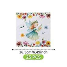 Fairy Flower Disposable Plate, Napkin, Cup Set, Plates, Napkins And Cups Party Supplies, Serves 8 Guests, Disposable Paper Plates Party Tableware Suitable For Birthday, Wedding, Theme Party, Family Picnic - Multicolor - View 9