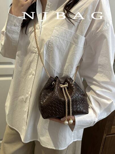 حقيبة كتف دلو مع سحاب من الترتر، متعددة الاستخدامات للحفلات والأنشطة اليومية، تصميم بسيط، يمكن ارتداؤها كحقيبة كتف أو ظهر