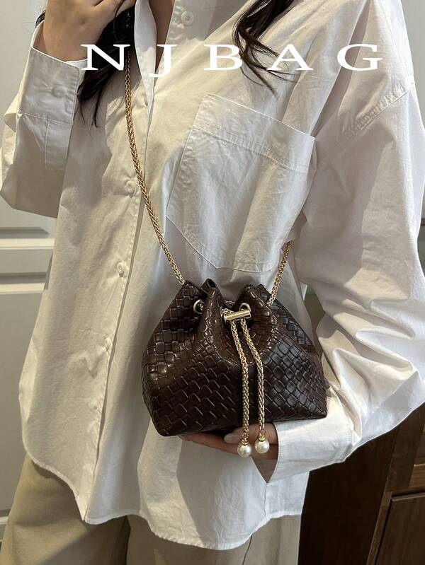 حقيبة كتف دلو مع سحاب من الترتر، متعددة الاستخدامات للحفلات والأنشطة اليومية، تصميم بسيط، يمكن ارتداؤها كحقيبة كتف أو ظهر