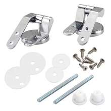 WC Toilet Seat Hinges Universal Part Replacement Fittings Hinge Set Silver - A - View 7