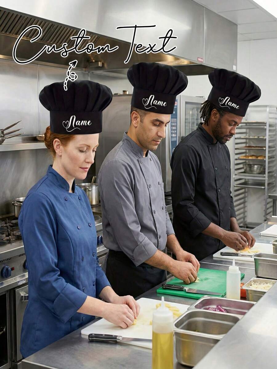 Customized Text Baker/Chef Hat, Adjustable Personalized Name Chef Hat, Professional Chef Hat, Baking Enthusiast Chef Hat Gift, Chef Gift - A - View 1