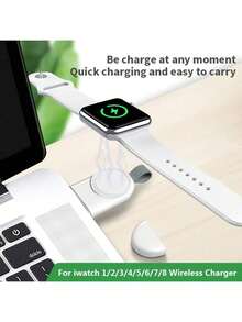 1pc USB Magnetic Charger, Portable Magnetic Wireless Charger, Watch Wireless Charger Adapter, High-Efficiency Fast Charging, Compatible With IWatch Series Ultra/9/8/7/6/SE/SE2/5/4/3/2/1, Plug And Play Magnetic Charging - White - View 6