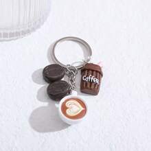 1 pezzo Portachiavi decorativo a forma di tazza di caffè, ciondolo minimalista per borsa, accessorio portachiavi per auto, regalo per madre, padre, laurea e insegnante - Multicolore - Visualizzare 3