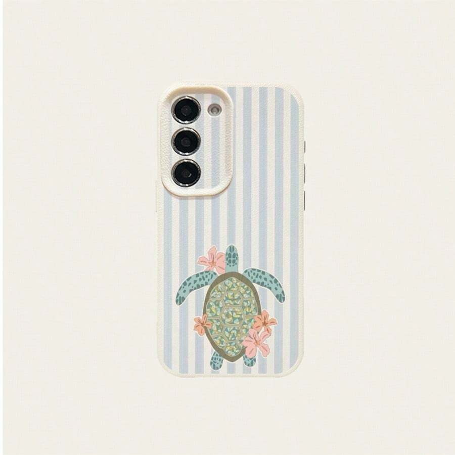 1pc TPU Striped Sea Turtle Pattern Phone Case Compatible With Samsung A15/A14/A13/A12/S24/S23/S22/S21/S20/S10/A72/A73/A71/A50/A53/A52/A32/A31/A05S - White - View 1