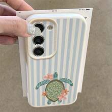 1pc TPU Striped Sea Turtle Pattern Phone Case Compatible With Samsung A15/A14/A13/A12/S24/S23/S22/S21/S20/S10/A72/A73/A71/A50/A53/A52/A32/A31/A05S - White - View 5