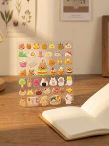 POKOJA LAND Nhãn dán pha lê dập nổi 3D, hình thỏ ăn trái cây, đồ dùng trang trí thủ công giáo dục tự làm cho trẻ em, sổ tay lò xo, đồ dùng văn phòng phẩm và trường học. - Nhiều màu - Xem 1