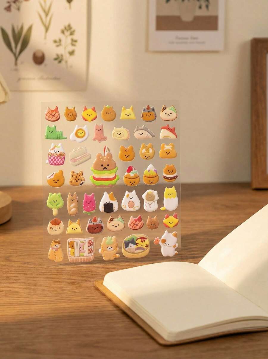 POKOJA LAND Nhãn dán pha lê dập nổi 3D, hình thỏ ăn trái cây, đồ dùng trang trí thủ công giáo dục tự làm cho trẻ em, sổ tay lò xo, đồ dùng văn phòng phẩm và trường học. - Nhiều màu - Xem 1