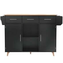 139x46 (71) X91.5cm Large Trolley / Dining Table, Solid Wood Case + Panel, Folding Panel, Wheel, Replaceable Solid Wood Leg, Suitable For Dining Room, Kitchen, Multicoloured Optional. - Black - View 7