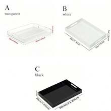 صينية شفافة من الأكريليك مع مقبض، 30 * 20 سم، مثالية لتقديم القهوة والمقبلات والإفطار وتنظيم أدراج المكياج على سطح المطبخ - متعدد الألوان - مشاهدة 3