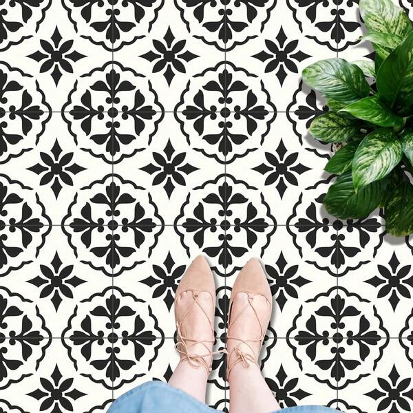 MORCART 20cm X 20cm Peel And Stick Floor Tiles, 20pcs Self-Adhesive DIY Vinyl Flooring, Removable Waterproof Tile Stickers For Bathroom, Kitchen And Stairs (Retro Design)