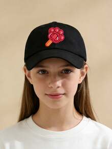 1顶随机儿童棒球帽，可爱冰淇淋造型棒球帽，冰淇淋图案棒球帽，男女通用，刺绣冰淇淋图案棒球帽，卡通刺绣绳结帽，兔子和狐狸帽子，卡通粉丝礼物，周年纪念情人节礼物，夏季沙滩必备儿童配饰 - 彩色 - 查看 5