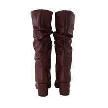 Women's Ruched Boot, Winter Fashion, Lirom Style, With Chunky Square Heel And Comfortable Toe. - Maroon - View 6