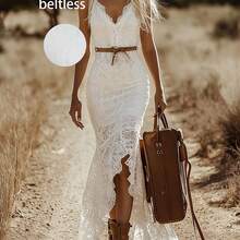 Women'S Elegant Vintage Bohemian White Lace Sleeveless Long Dress (Without ) ZLLZ - 白色 - 查看 1