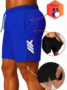 Men's Spandex Shorts For The Gym, Running, Beach, Pool, Sports Shorts, Summer, Loose Fit, Drawstring, Pockets, For Going Out, Night, Weekend, Casual, Holidays, Sports, Cycling, Daily Wear, Birthdays, Formal And Evening Occasions, Halloween, Christmas, Valentine's Day, Pride Month, Father's Day, Carnival, Spring Picnic, New Year's Eve, Spring Festival - 藍色 - 查看 8