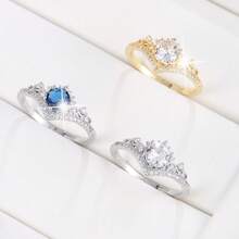 1pc Fashionable V-Shaped Crown Design Cubic Zirconia Inlaid Women's Ring, Suitable For Holidays And Casual Gifts - Multicolor - View 7