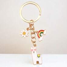 Rainbow Alpaca Keychain, Creative 2026 Valentine's Day Cartoon Heart Alpaca Rainbow Zinc Alloy Pendant Keychain, Women Bag Jewelry Accessory - Multicolor - View 4