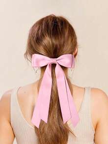 5件套大号缎带蝴蝶结发夹，女士及女孩适用，丝滑长缎带蝴蝶结发饰，法式优雅大号发夹，可爱芭蕾舞风格发夹，适合婚礼、派对、日常佩戴（红色、粉色、白色），头部饰品，爪夹，发夹，发卡 - 彩色 - 查看 4