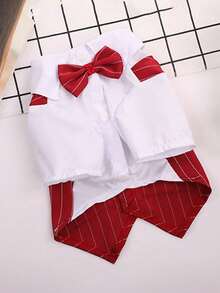 1件宠物狗/猫西装/衬衫/礼服/四脚服装/婚礼庆典/时尚气质 - 彩色 - 查看 6