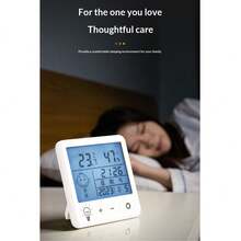 数字温湿度计，带时钟 - 5 秒快速刷新，背光，摄氏度/华氏度双显示，适用于家庭、办公室、卧室 - 白色 - 查看 10