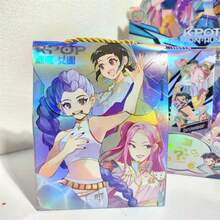 K-POP 女团主题盲盒套装 - 内含迷你笔记本、角色贴纸、圆珠笔、徽章、照片卡、各种文具和周边商品，均采用可爱的Q版角色设计 - 彩色 - 查看 3