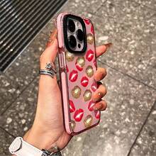Strawberry Lips Phone Case, Sweet Temptation Style, For Compatible With IPhone 17/17pro/17promax/17Air/Iphone16/16pro/16plus/16promax/15/15promax/15pro/11/12/13/14promax/12mini/13mini/11pro/11promax/12pro/12promax/13pro/13promax/14pro/14promax, Berry Kiss Dessert Treat Gift - 淺粉色 - 查看 6