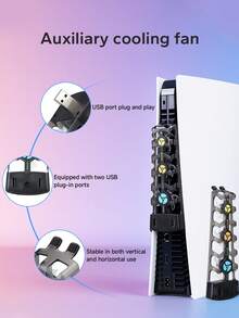 PlayStation 5 Slim / PlayStation 5 主机主动散热风扇，增强型后置散热片，三档风速调节，USB供电智能温控，高效散热防止过热，游戏主机散热配件，低噪音运行，性能稳定，适合长时间游戏，集成式散热风扇支架，适用于数字版和光盘版。 - 彩色 - 查看 6