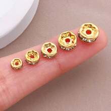 30颗18K镀金透明水晶水钻珠,直边法兰珠,金色扁平圆珠,圆片水晶金属珠,适用于DIY珠宝制作 - 彩色 - 查看 4