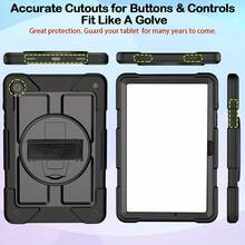 1个，兼容Tab A11+ Plus/A9+ 11英寸（2025/2023款），防震硬质保护套，带360°旋转手带和支架，适用于Tab A11+/A9 Plus平板电脑，黑色 - 黑+紅 - 查看 4