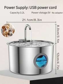 304 Stainless Steel Automatic Cat Water Dispenser, 3.2L Capacity, Quiet Design, Keeps Water Clean - Multicolor - View 3