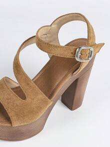 Women's Sandals, 2025 New Spring & Summer Fashion Sexy Open Toe Thick Heel Platform Waterproof Shoes - 棕色 - 查看 9