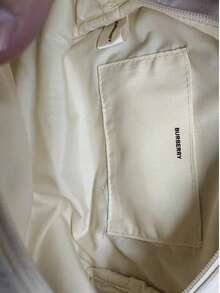 Burberry Beige Canvas Cosmetic Pouch - 1-Piece Zippered Makeup Bag With Embossed Logo & Leather Zipper Pull, Luxury Designer Travel Toiletry Organizer For Daily & On-The-Go Use - Beige - View 5