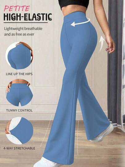 Pantalones rectos de cintura alta de unicolor casual para mujer