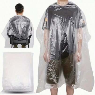 100/50pcs High Quality Disposable Salon Hairdressing Capes - Transparent Plastic Aprons, For Haircut, Coloring And Dyeing, Protect Clothes From Hair Tools And Accessories, Haircut Protection | Full Coverage Design | Neck Strap