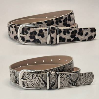 2条豹纹腰带，适合搭配牛仔裤、休闲裤，春夏秋季皆宜。