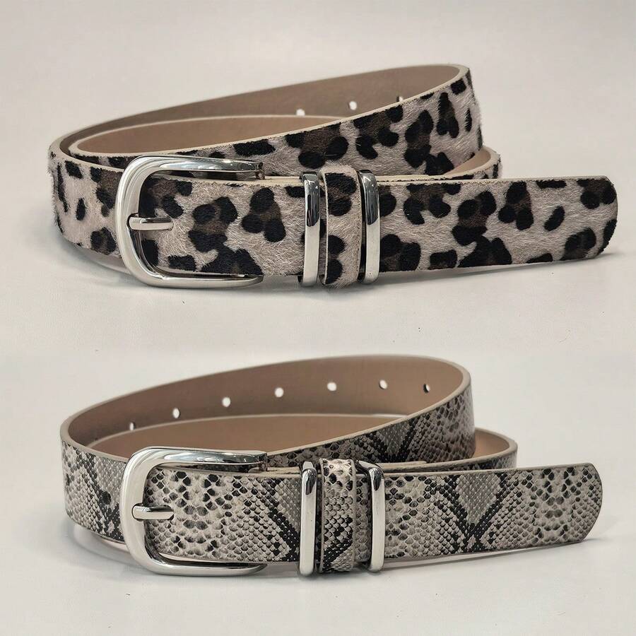 2条豹纹腰带，适合搭配牛仔裤、休闲裤，春夏秋季皆宜。 - 彩色 - 查看 1