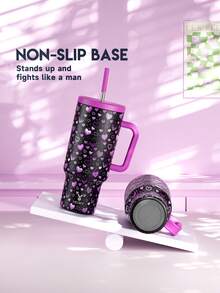 Meoky 40oz Tumbler with Handle and Straw, Insulated Cup, Vacuum Insulated Water Bottle, Tumbler with Lid and Straw, Insulated Stainless Steel Travel Mug, 100% Leak-proof, Keeps Cold for 34 Hours or Hot for 10 Hours - 黑色 - 查看 5