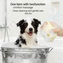 Pet Bath Massage Brush Puppy Dog Cat Grooming Cleaning Soft - Blue - View 3