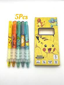 5支装宝可梦皮卡丘可爱中性笔，0.5mm黑色墨水，学校办公用品文具派对礼品 - 套裝 - 查看 8