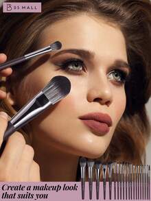 BS-MALL 20pcs High Quality Pearl Makeup Brush Set, Professional Makeup Tools Makeup Artist Eyeshadow Brush, Foundation Brush, Blush Brush - Rust Brown - View 6